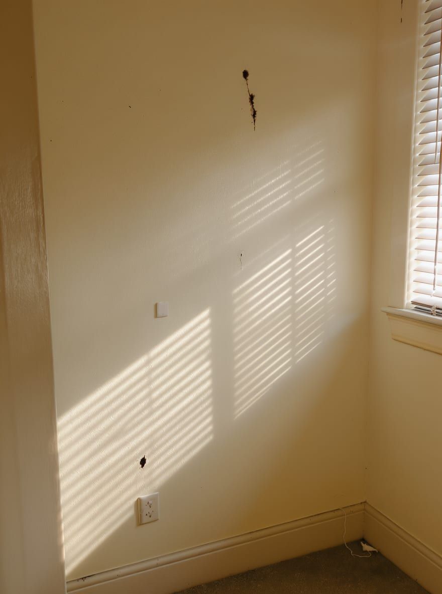 Room before Kingdom Painting Services — damaged walls and faded paint